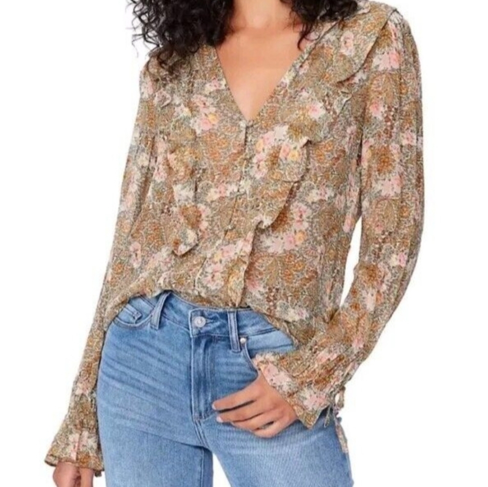 Paige Tessa Floral Ruffle Blouse